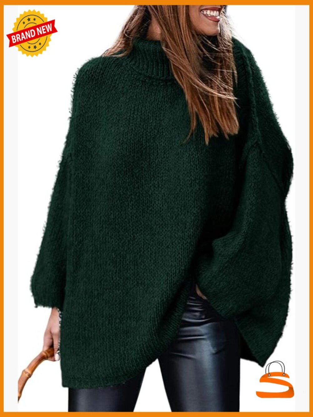 Oversized Turtleneck Chunky Knit Pullover Sweater